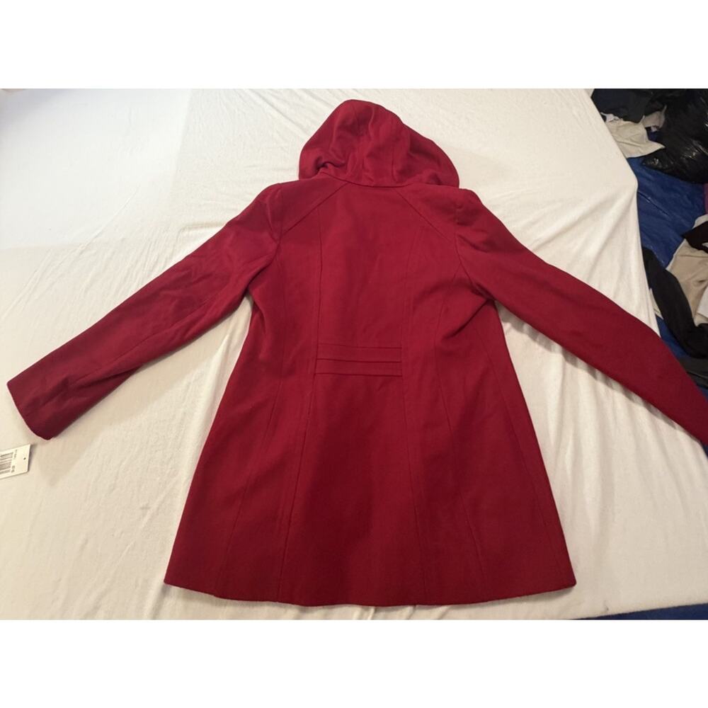 AVANTI Beet Red Hooded Zipper Mid-Length Coat Pockets Long Sleeve Tall LT NWT - Picture 10 of 12